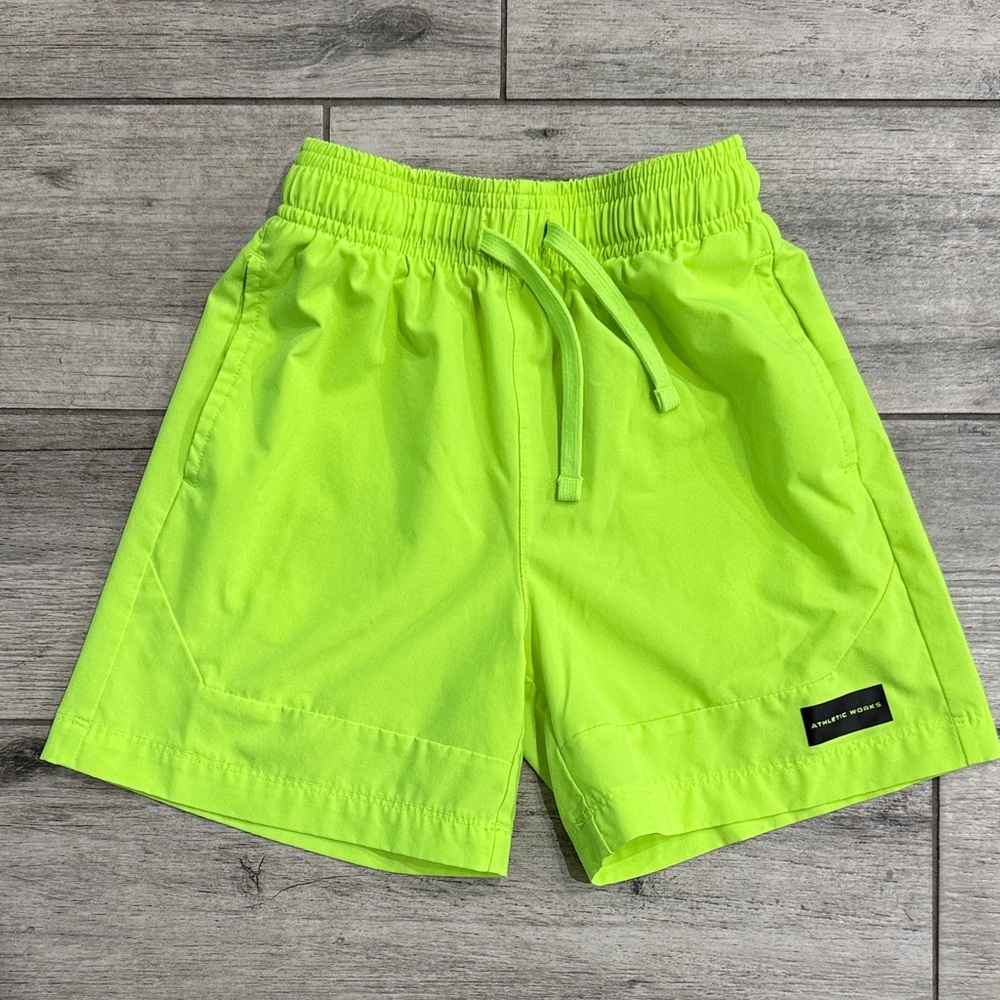 Neon Lime Athletic Drawstring Shorts